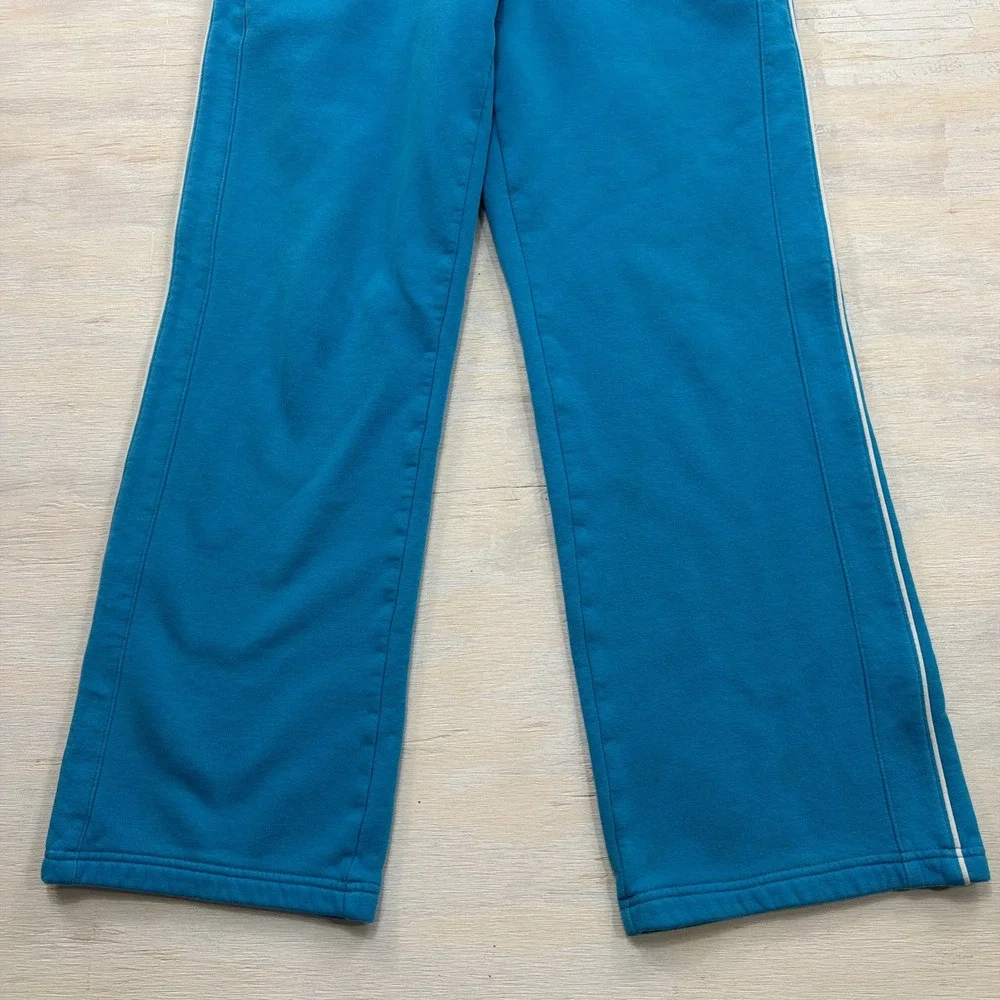 Nike Sweatpants Fleece Wide Leg Side Stripe Blue Youth Girls Size L 14/16